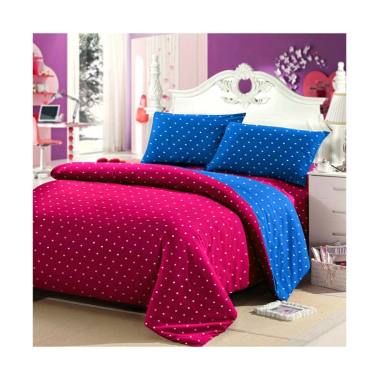 Jaxine Katun Polkadot Set Sprei - Fanta Biru