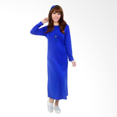 Jfashion Long Dress Maxi Simpel Elegan - Biru