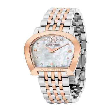 AIGNER (ETIENNE AIGNER) MA130206 Mother of Pearl Dial Swiss Made Jam Tangan Wanita Rosegold Silver