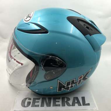 Helm NHK R6 Solid Ice Blue Biru Muda Half Face L Ice Blue