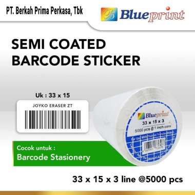 Blueprint Core 1 Barcode 3 Line Semi Coated Sticker Label [33x15 mm / 5000 pcs] White