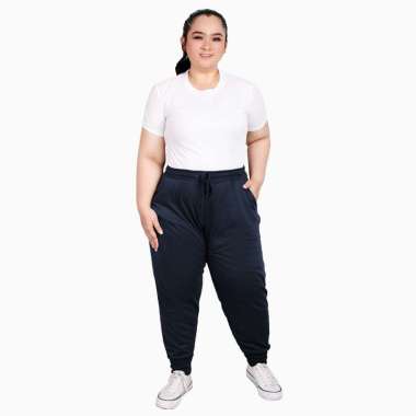 Celana Panjang Jogger Training Wanita dewasa BIG SIZE Polos - Jfashion Felice jumbo 3X Navy