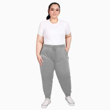Celana Panjang Jogger Training Wanita dewasa BIG SIZE Polos - Jfashion Felice jumbo 4XL Abu muda