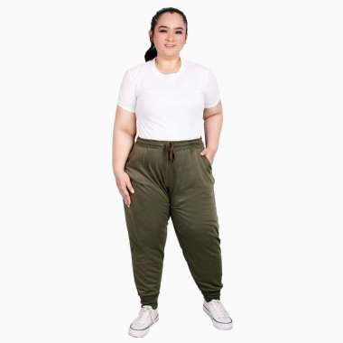 Celana Panjang Jogger Training Wanita dewasa BIG SIZE Polos - Jfashion Felice jumbo 3X Hijau