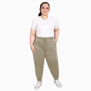 Celana Panjang Jogger Training Wanita dewasa BIG SIZE Polos - Jfashion Felice jumbo 4XL Krem