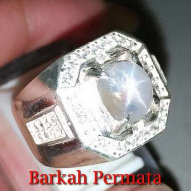 Batu Cincin Silky White Star Safir Putih ceylon Srilangka Asli n 1212 Putih