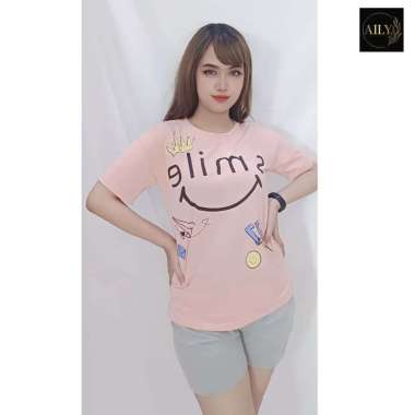 Aily SM13 Setelan Baju Tidur Wanita Lengan Pendek dan Celana Pendek peach L