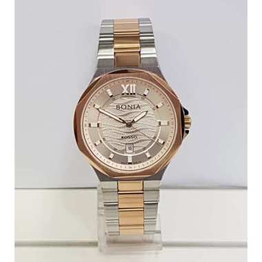 Bonia Rosso BNR181-1 Jam Tangan Pria Stainless Steel Silver Rosegold