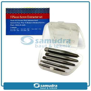 K55 Tap Balik Set 5 pcs Screwdriver Extractor Alat Pembuka Baut Rusak Hitam
