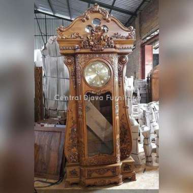 Jam Hias Bagong Klasik Kayu Jati Ukiran Bunga Mebel Ukir Jepara