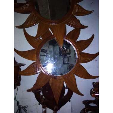 cermin pigura kayu jati cokelat cokelat