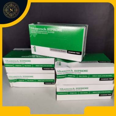 SHAMROCK Handscoon Sarung Tangan Latex isi 100 PCS - SARUNG TANGAN MEDIS FREE POWDER - size L
