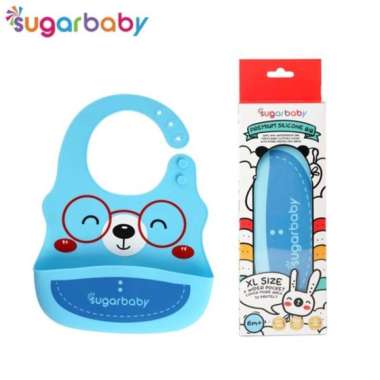 Sugar Baby Premium Silicone Bib XL BL01 Coco Bear Celemek Bayi Anak - Blue