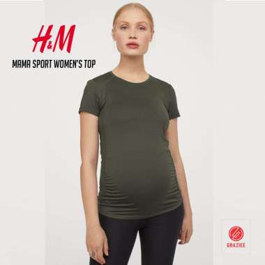 Baju Olahraga Wanita Hamil| Baju Fitness H&M Sport Dryfit Womens Tee HMT004 S Deep Green