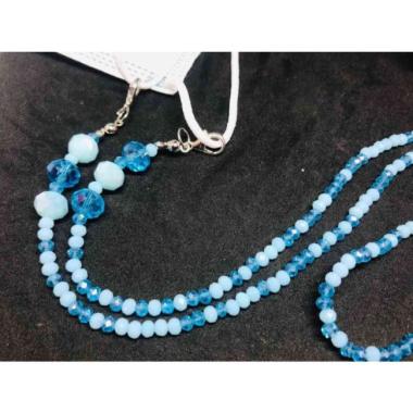GanKalung Gantungan Tali Strap Lanyard Masker Kristal biru