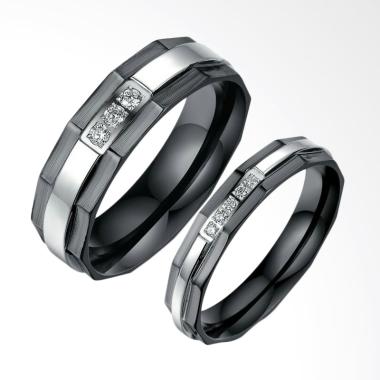 CDHJewelry CC079 Titanium Anti Karat Cincin Couple [Female 6 & Male 8]
