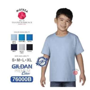 Kaos Polos - GILDAN Premium Cotton 76000B - YOUTH KIDS - WARNA (Cool) S Black