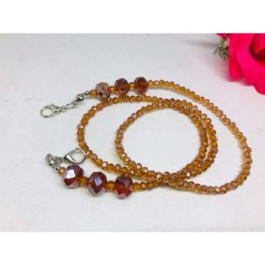 1 Set Konektor Dan Kalung Masker Kristal coklat