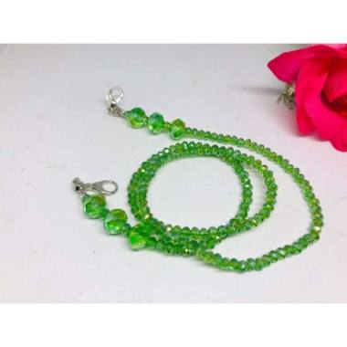 1 Set Konektor Dan Kalung Masker Kristal hijau