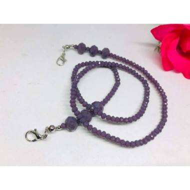 1 Set Konektor Dan Kalung Masker Kristal ungu