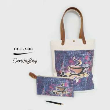 Dewani Tote Bag Set Canvas & Pouch CFE-03 Seri Coffee Tas Kanvas Wanita