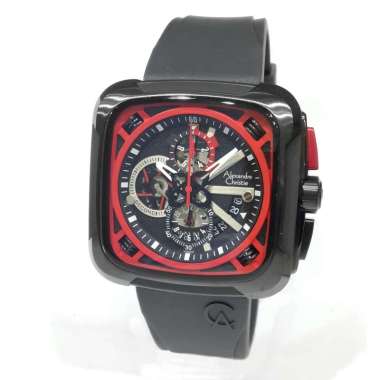 Alexandre Christie 6577MCR Rubber Strap Jam Tangan Pria Black