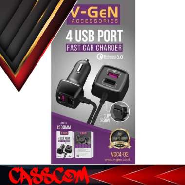 Car Charger V-GeN VCC4-02 Fast Charging QC3.0 Charger Mobil VGEN