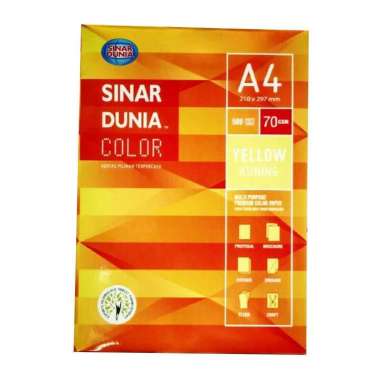 Kertas A4 Color 70 gsm SIDU 1 Rim / 1 Pak / Kertas A4 70 Sidu Warna Per 1 Rim Kuning