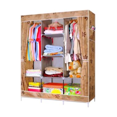 Gogo Model Big Space Wardrobes Dot Flower Lemari Pakaian Portable