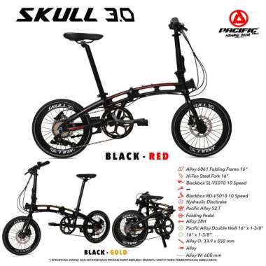 Lipat 16 Inc Alloy Pasifik Skull 10Speed Rem Oli Hidrolik Bonus Helm Syte