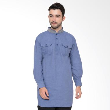 Zayidan Baju Muslim Gamis Hamzah Pria - Biru