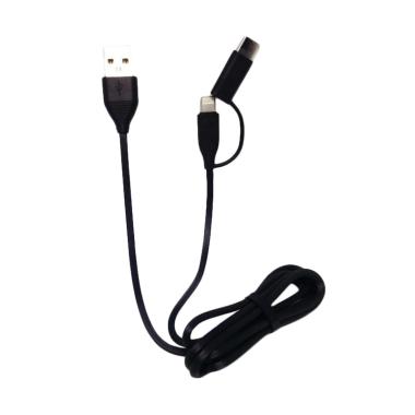 Totu 3in1 Kabel Data - Hitam [Lightning/Micro USB/Type-C/