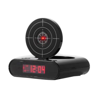 TOKUNIKU Gun Alarm Clock Jam Weker - Black