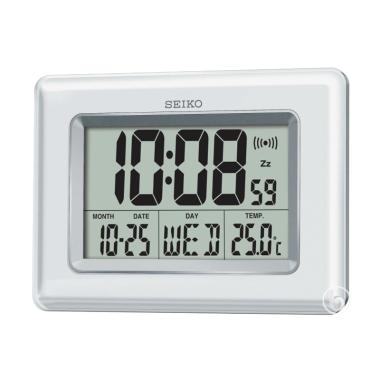 SEIKO QHL058W LCD Alarm Desktop Clock - White Silver