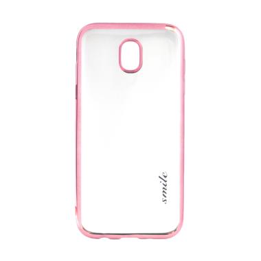 SMILE Ultrathin Shining List Chrome Softcase Casing for Samsung Galaxy J7 Plus Rose Gold