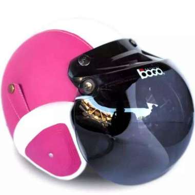 Helm Dewasa Retro Klasik Vespa Kaca Bogo Ori  Semua Ukuran Pink