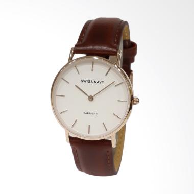 Swiss Navy Sapphire Series 8352LRGWHBN Kulit Jam Tangan Wanita - Rose Gold Coklat (Free Nato Strap)