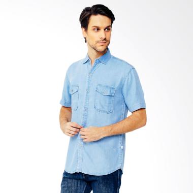 Edwin Denim Lengan Pendek Kemeja Pria - Light Blue [205-11]