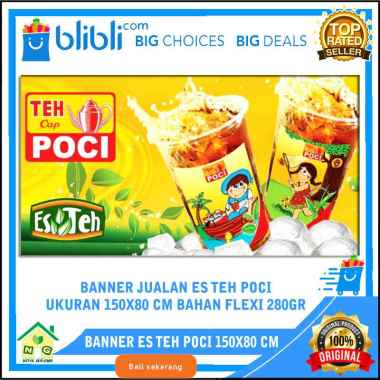 Banner Spanduk Jualan Es Teh Poci Minuman Es Kekinian