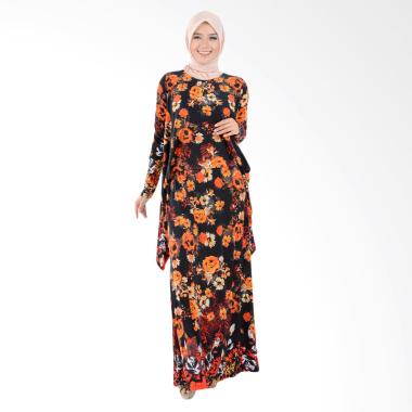 Jfashion Nabilah Corak Bunga Long D ... an Panjang Gamis - Orange