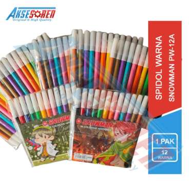 Spidol Warna Snowman Marker [12 pcs] / Alat Tulis Color Gambar Menggambar Warna Warni Rainbow