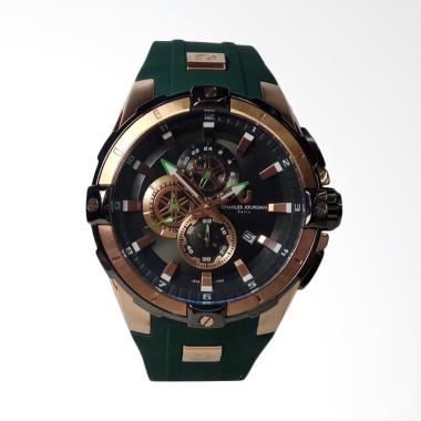 Charles Jourdan Stainless Steel Silicone Strap Chronograph Jam Tangan Pria - Rosegold Green [CJ1040-