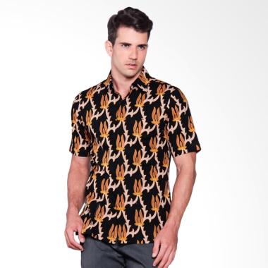 Batik Heritage Katun Premium Bunga ... Kemeja Batik Pria - Hitam