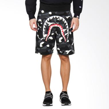 A Bathing Ape City Camo Shark Sweat Shorts Celana Pendek Pria - Black
