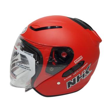 NHK R1 Solid Double Visor Helm Half Face - Red Dop M