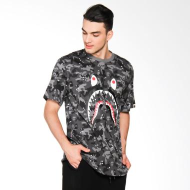 A Bathing Ape Bape Desert Camo Shark Tee T-shirt Pria - Black