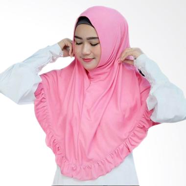 HEMAT Najwa Khimar Rempel Lipit Hijab Instan - Rose Pink TERMURAH