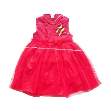 Flower Kids Cheongsam Tutu Dress Anak - Red List Gold