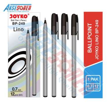 Pulpen Lino Joyko [BP-249/12 pcs] / Ballpoint Pena Pen Tinta Warna Hitam Polkadot Putih [0.7 mm/1 Pa