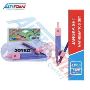 Jangka Set Math Joyko [MS-100] + Pensil / Alat Tulis Membuat Garis Lingkaran Busur multicolor